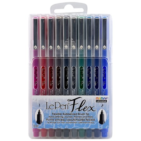 MARVY UCHIDA LePen Flex Marker, Brush Tip, 10 Pastel Colors, 10PK10PK 480010A